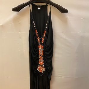 Roberto Cavalli Black Mini Suede Dress